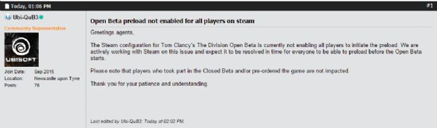 The Division'un betasını Steam'den indiremiyorsanız yalnız değilsiniz